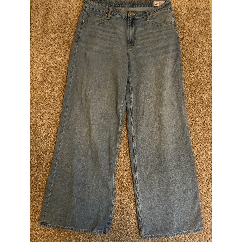 Gap Women Jeans 32/14 Tall Blue Curvy Baggy Mid Rise Ultrasoft Denim